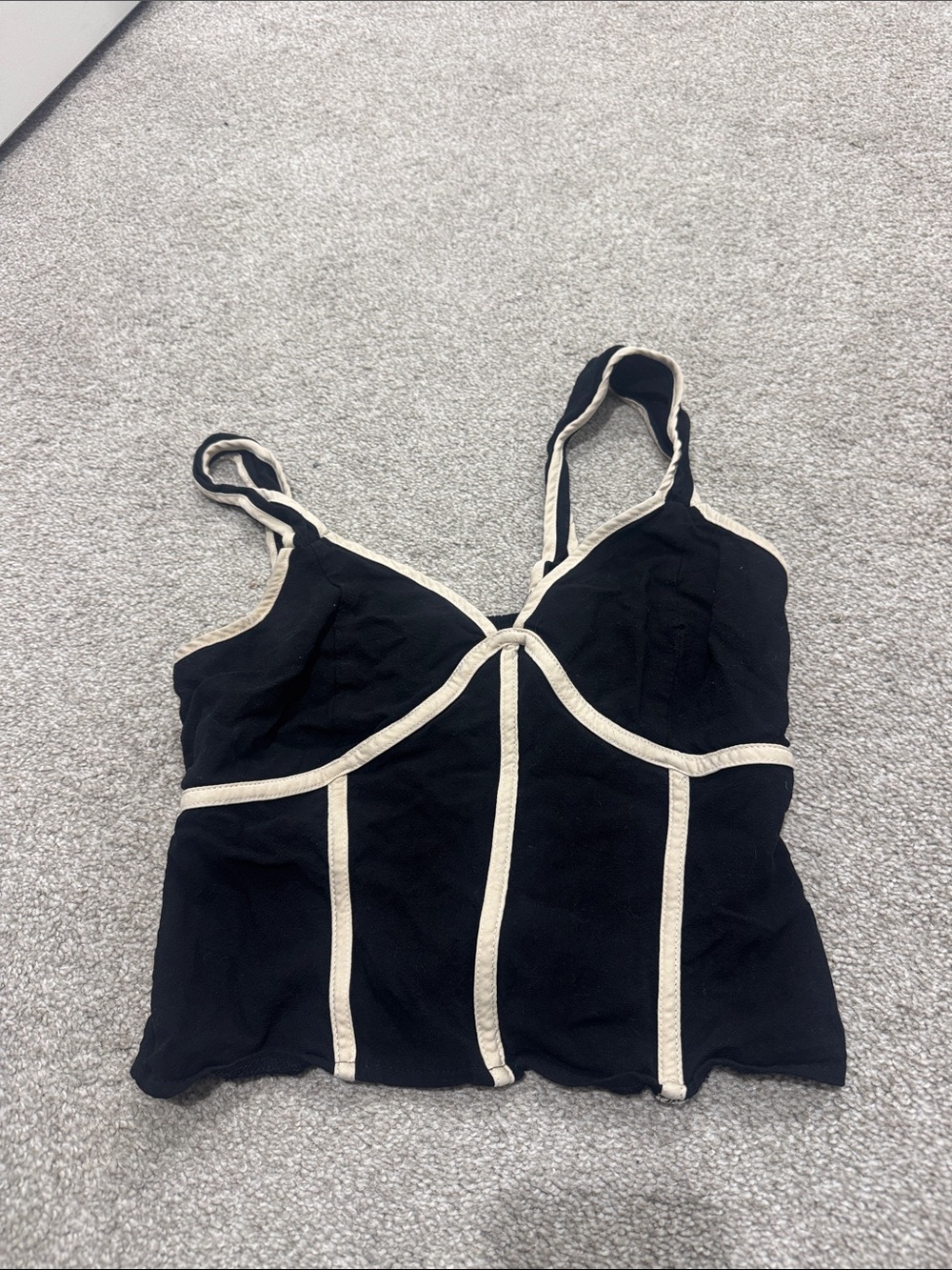Black Contrast Piped Cami Top